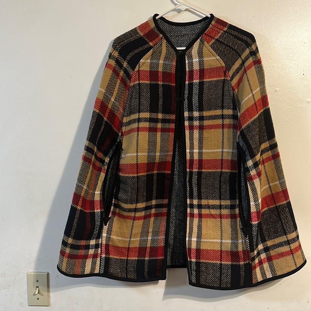 Cejon sweater women’s szM/S multicolor plaid reversible